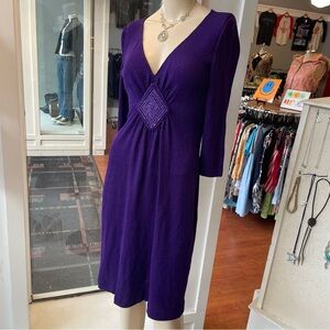 St. John Elegant Purple V-Neck Dress